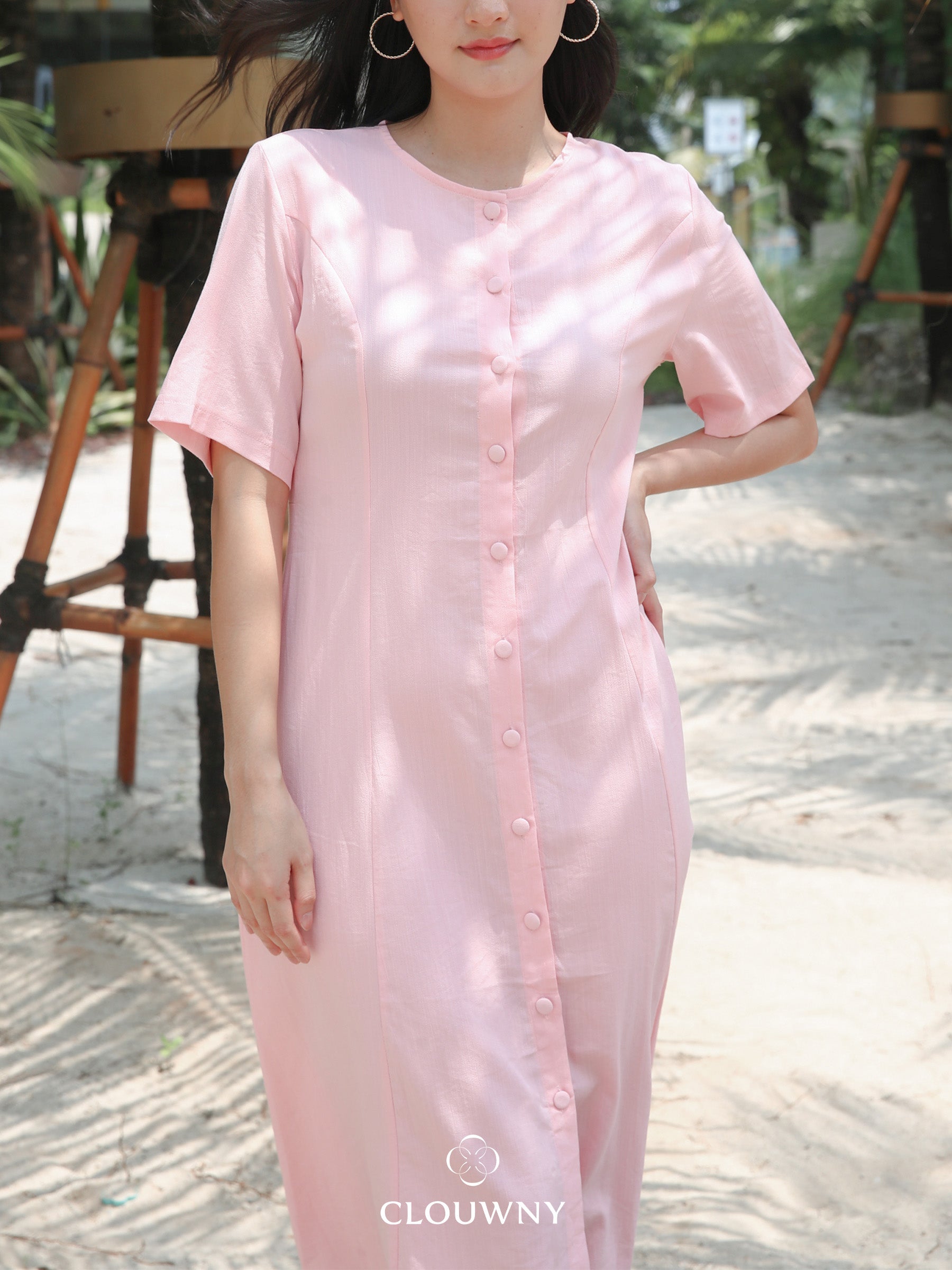 Mirsya Button Dress - Pink